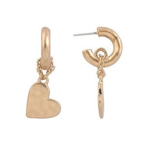 Gold Heart Drop Hoop Earrings - Women Jewelry